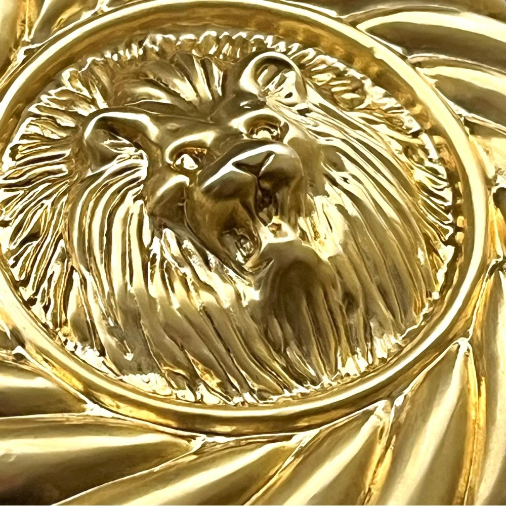 Vintage Motion East Gold Lion Head belt buckle Circa 1975